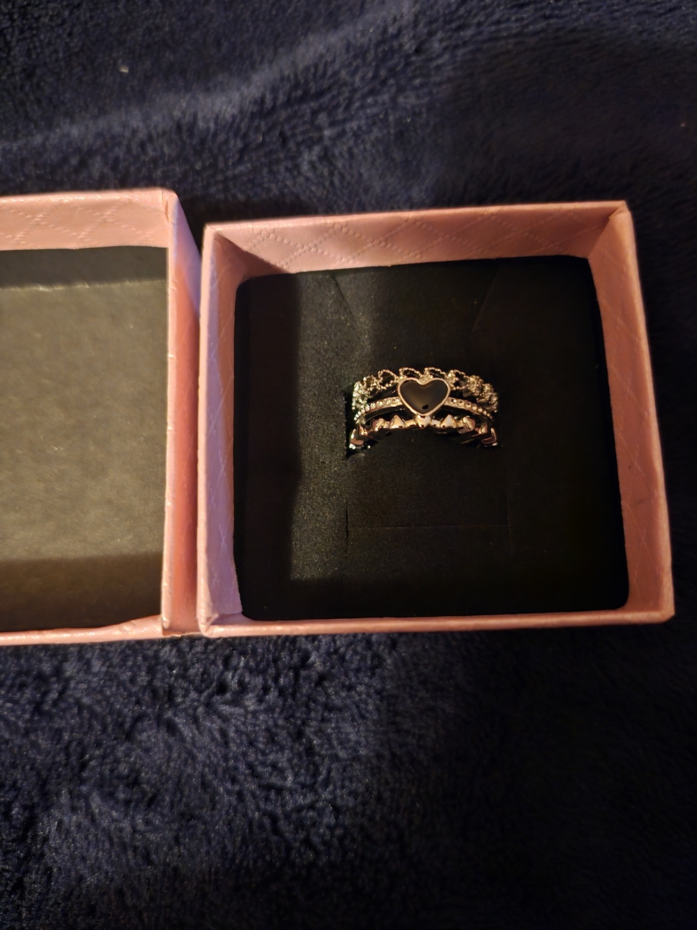 Heart Crown Stacking Ring Set - Rose Gold